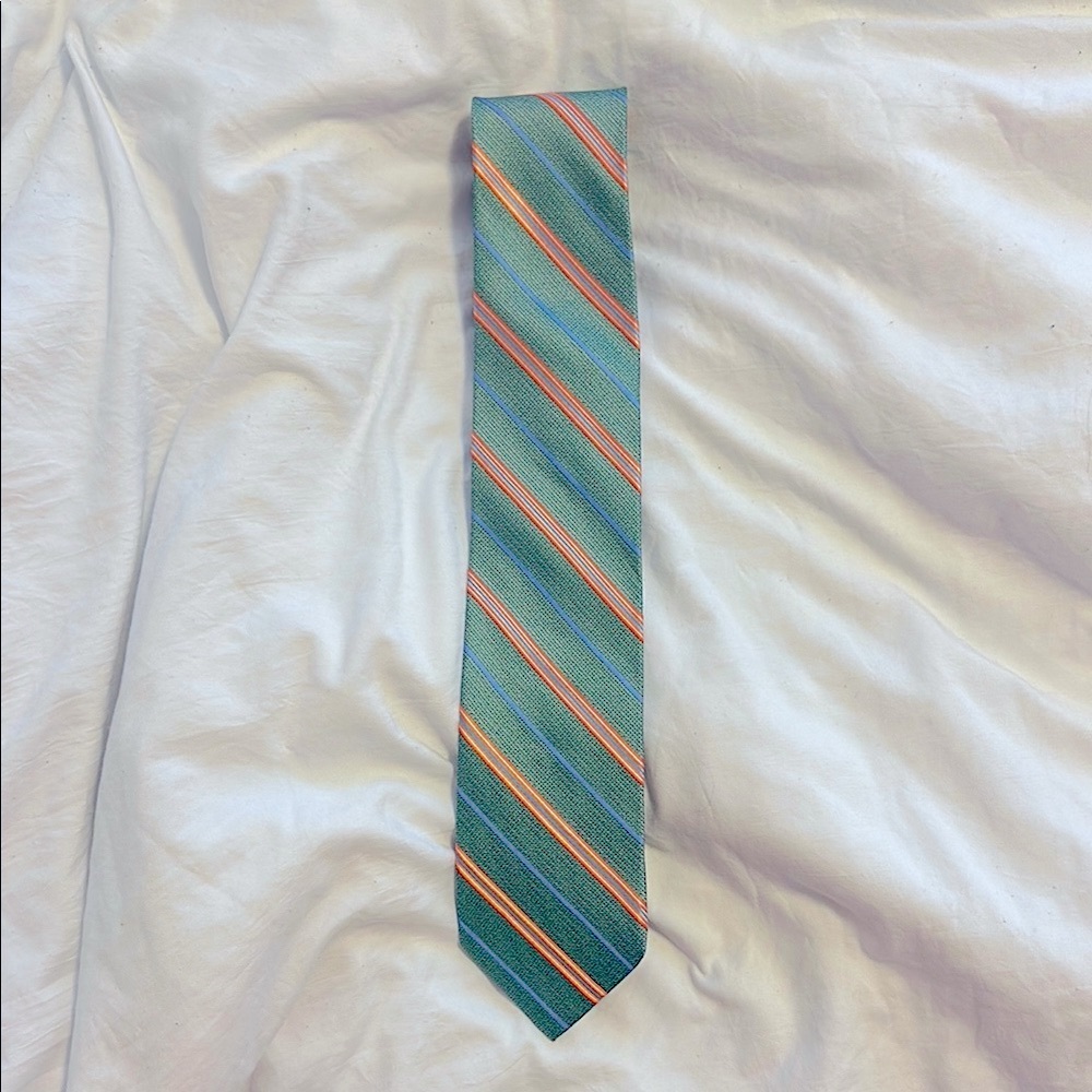 Sea Foam Green and Orange Striped Men's Tie